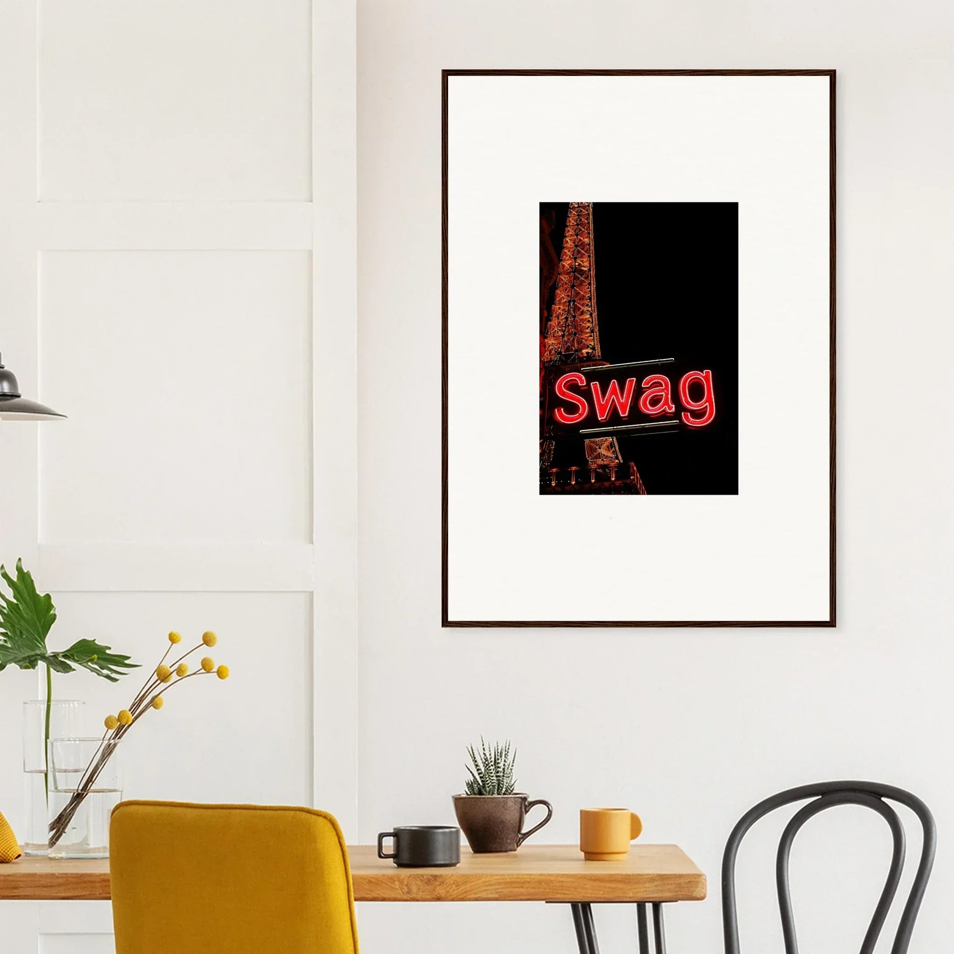 Framed neon swag sign canvas print for cool room decoration in Urban Dreams Unleashed