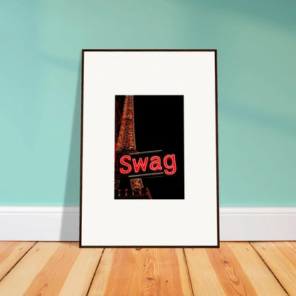 Framed canvas print of swag art in red, perfect for dreams unleashed room decoration