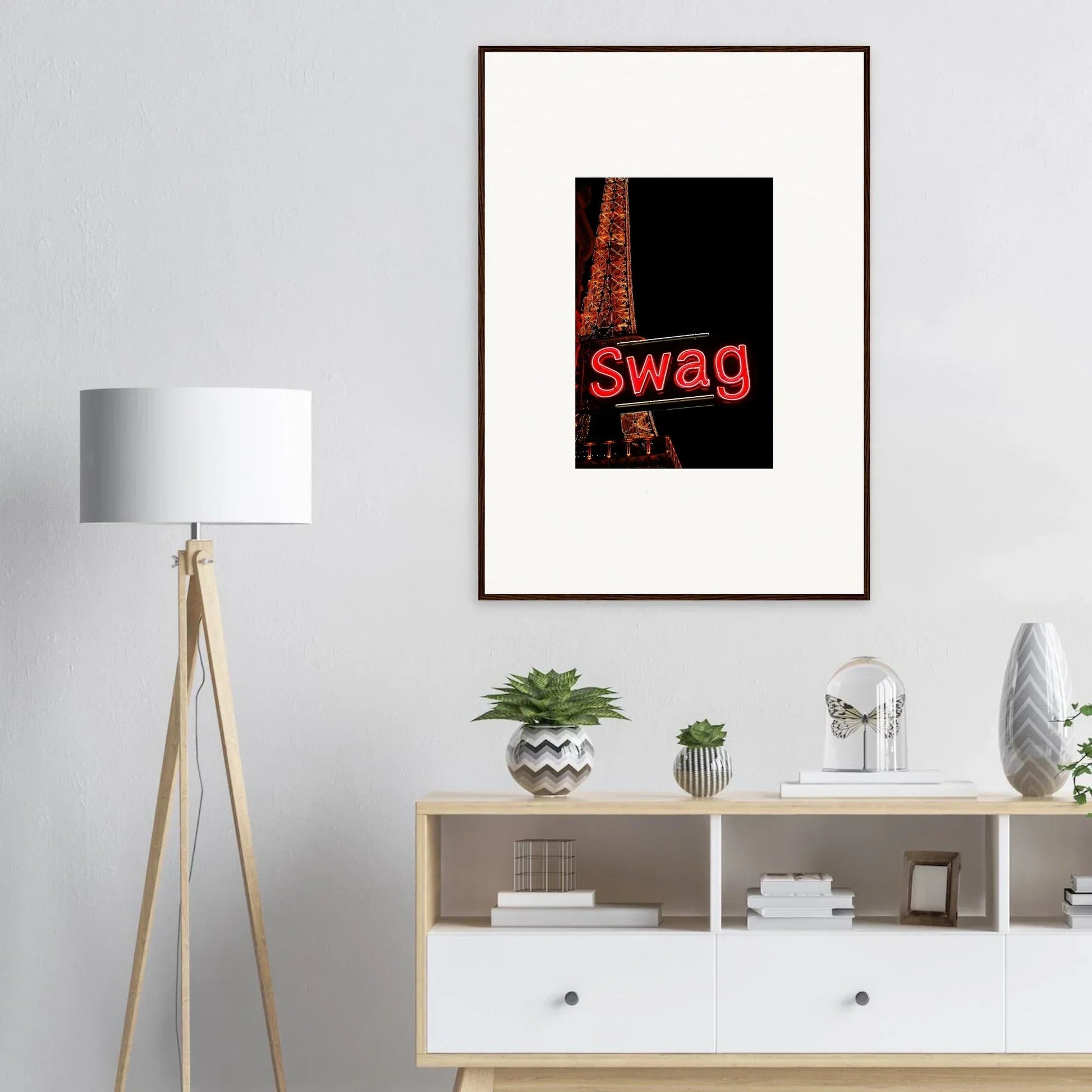 Framed canvas print of swag art with Eiffel Tower, perfect for dreams unleashed room decoration