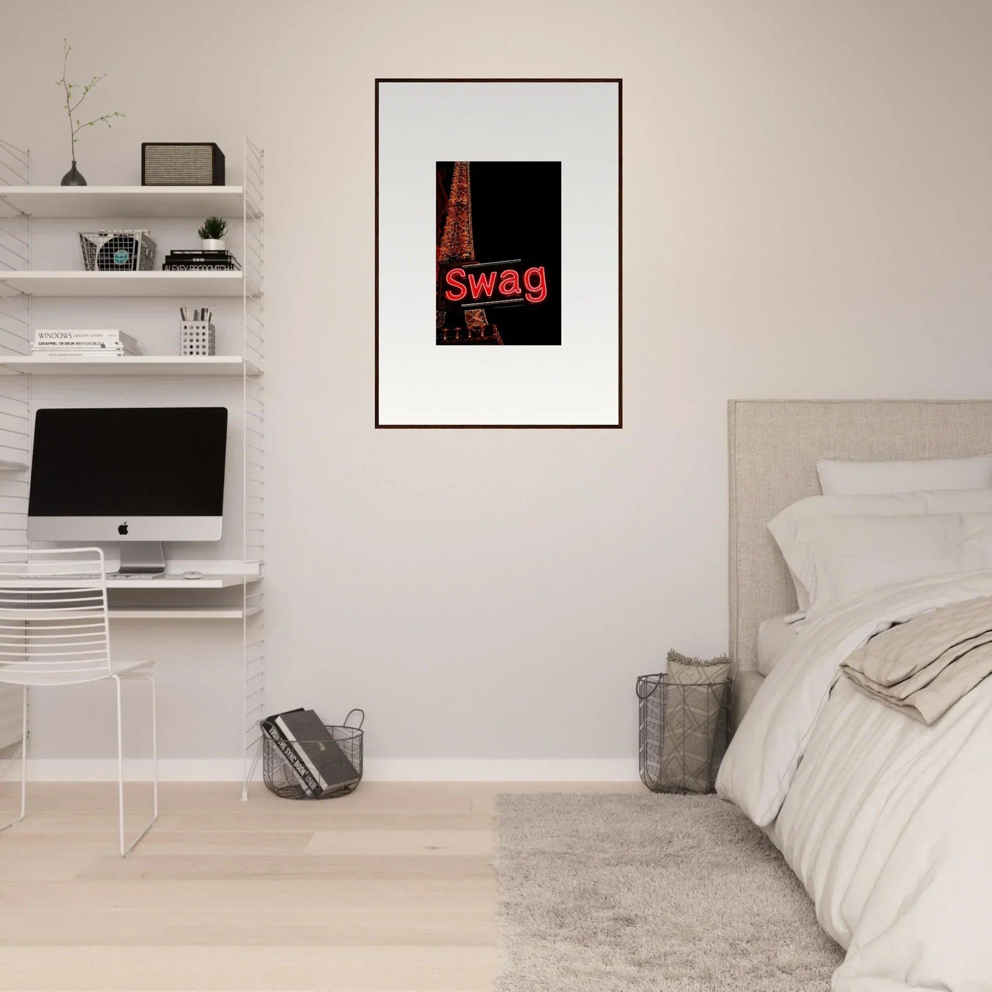 Framed poster of Swag in red on black, perfect for dreams unleashed room decoration