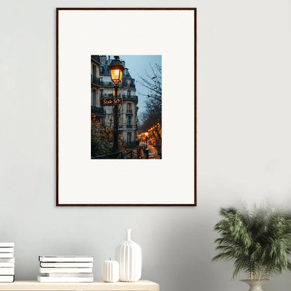 Framed wall art of a Paris street at dusk, perfect for urban twilight serenade room decor