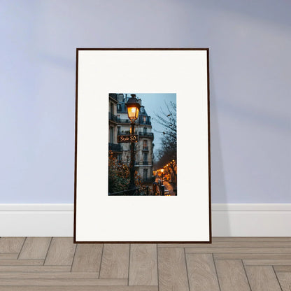 Framed wall art of a Paris street at dusk, perfect for your twilight serenade room decor