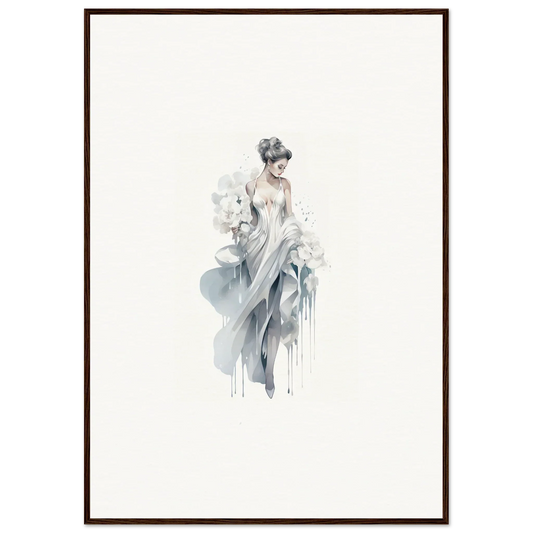 Delicate watercolor of a figure in flowing fabric for Veiled Melancholia Blossoms