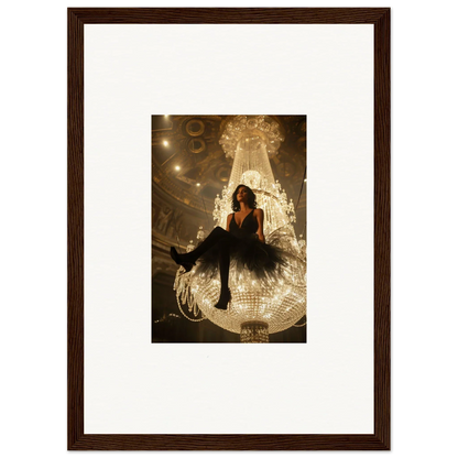 Framed Velvet Charset Angel canvas print of a woman with a grand chandelier for room decoration