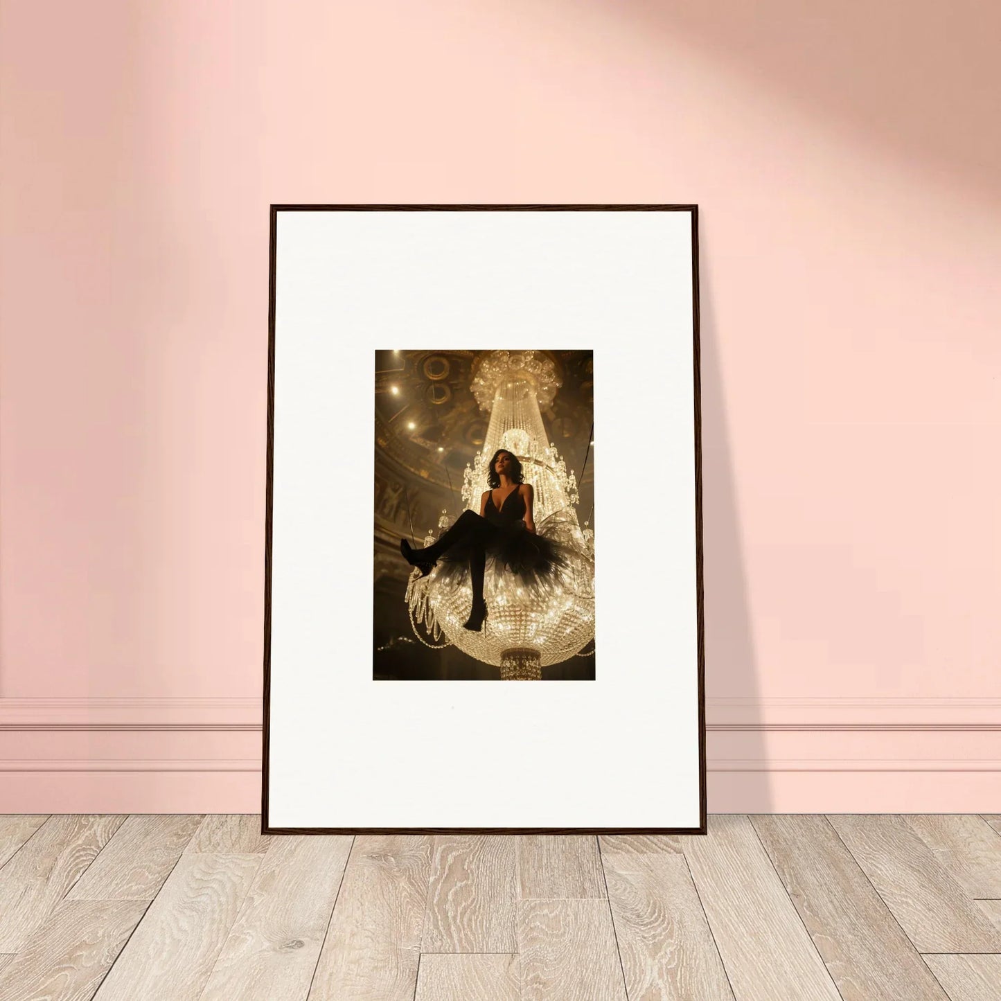 Framed canvas print of a ballerina silhouette from Velvet Charset Angel for chic room decoration