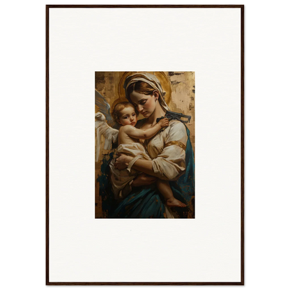 Framed wall art of a woman holding a baby, perfect for room decoration