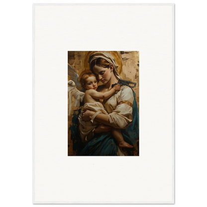 Tender painting of a woman holding a baby, perfect canvas print for room decoration