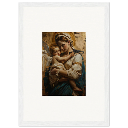 Framed wall art of a woman holding a baby, perfect for room decoration