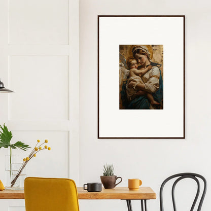 Framed canvas print of a woman with a baby, perfect for room decoration wall art