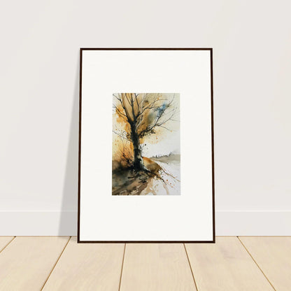 Framed watercolor wall art of a bare tree, perfect for room decoration or canvas print