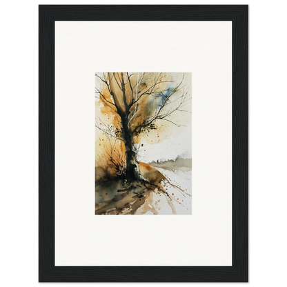 Watercolor canvas print of a bare tree, perfect for cozy room decoration wall art