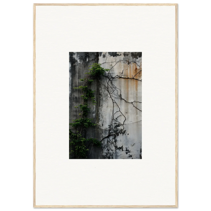 Framed canvas print of a weathered wall with vines, perfect for Urban Tango room decoration