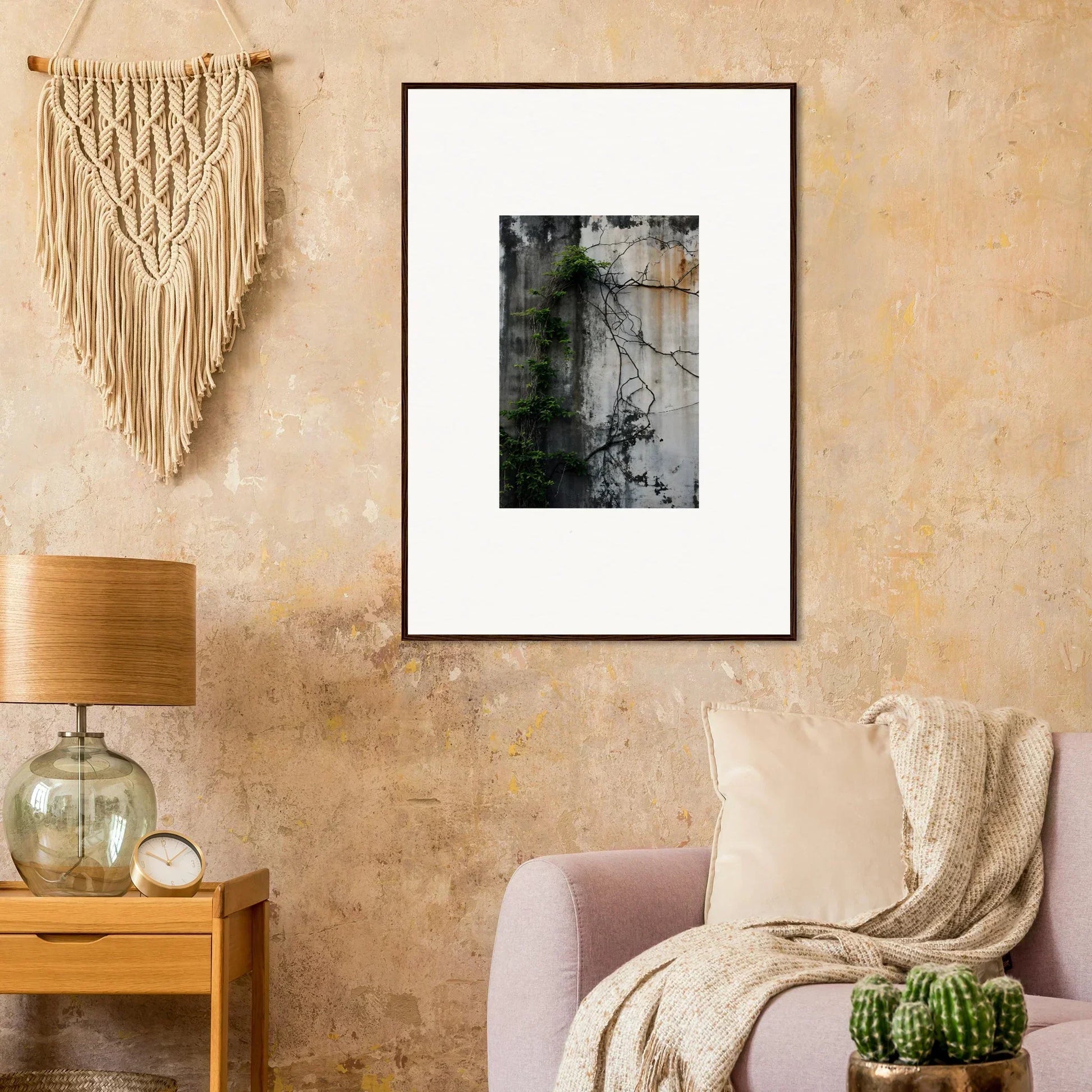 Framed black and white forest photo, perfect for urban tango room decoration