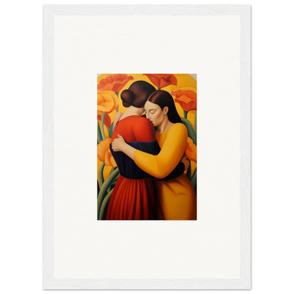 Colorful canvas print of two figures in vibrant clothing, perfect for floral fondness room decoration