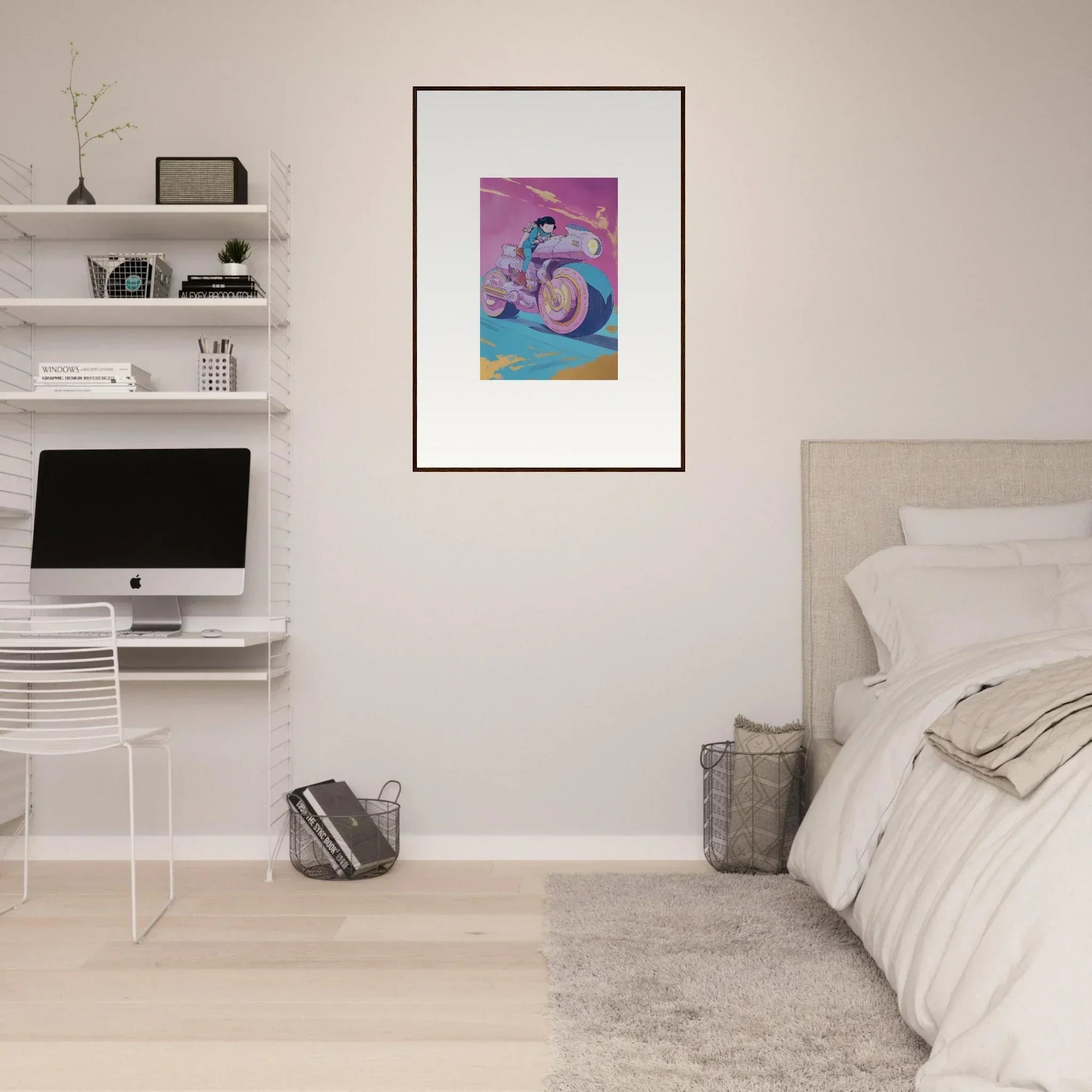 Framed wall art of a colorful dolphin for Chican Derby-inspired room decor