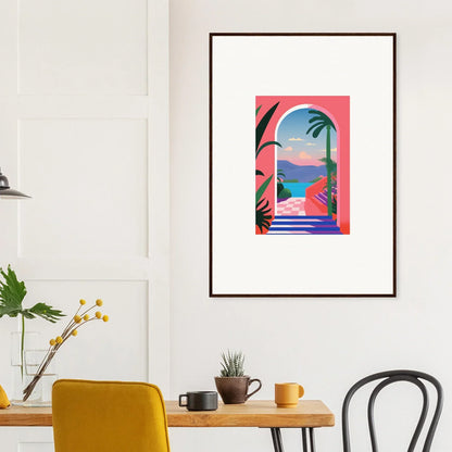 Framed colorful artwork of a tropical scene for your Violet Oasis Solitude decor