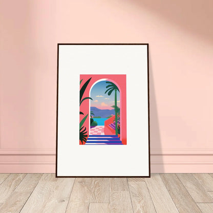 Framed artwork of a tropical scene, perfect for your Violet Oasis Solitude decor