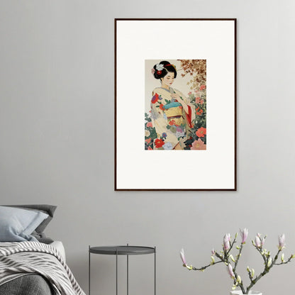 Framed wall art of a geisha in flowers from Virtuous Floral Serenade special edition