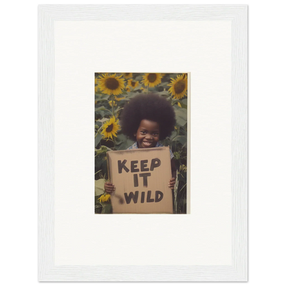 Cardboard sign saying keep it wild, part of Visions Bloom Exuberance collection