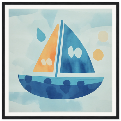 Stylized sailboat featuring blue and orange triangular sails from Vital Vibrant Pathfinder