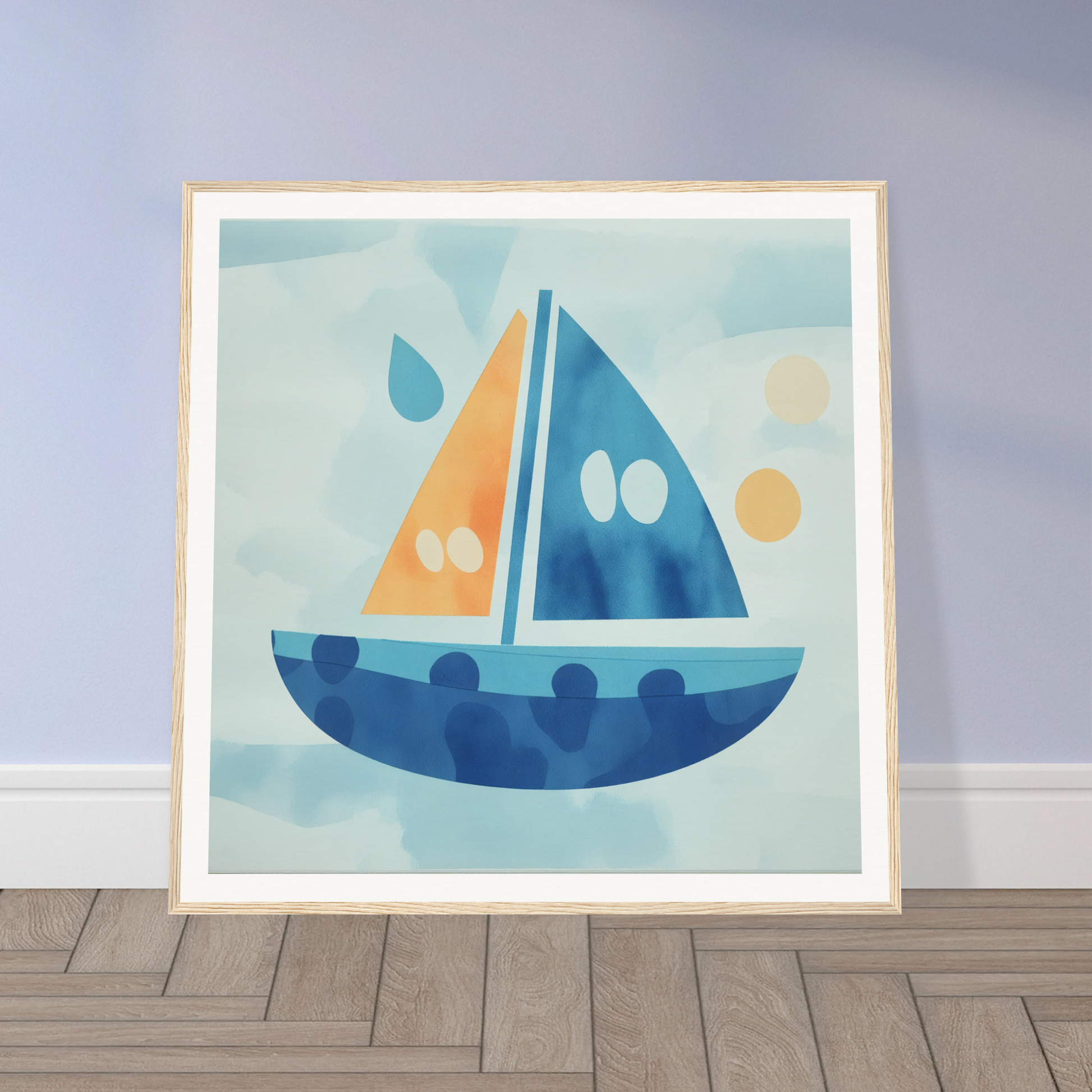 Simple sailboat with orange and blue sails in Vital Vibrant Pathfinder design