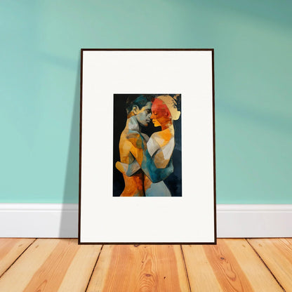 Framed wall art of abstract figures embodies ethereal whispers for stylish room decor