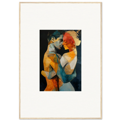 Abstract painting of two figures embracing, perfect for ethereal whispers room decor