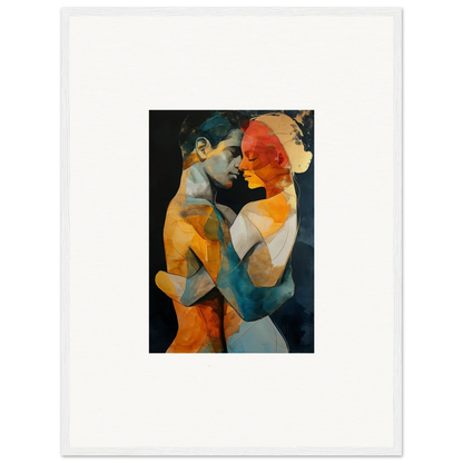 Abstract painting of two figures in an embrace, perfect for Vivid Ethereal Whispers room decor