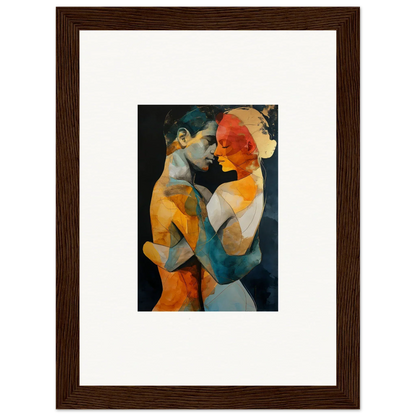 Framed wall art of abstract figures in vibrant colors for ethereal whispers room decor