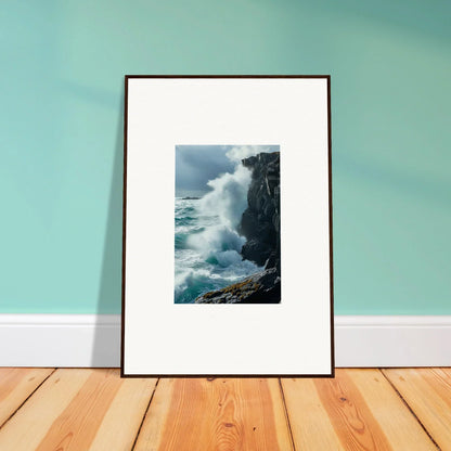 Framed canvas print of crashing waves, perfect for echoed thoughts and room decoration