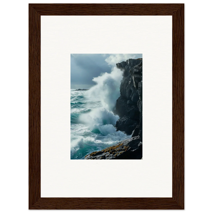 Framed photograph of crashing waves perfect for room decoration, Echoed Thoughts canvas print