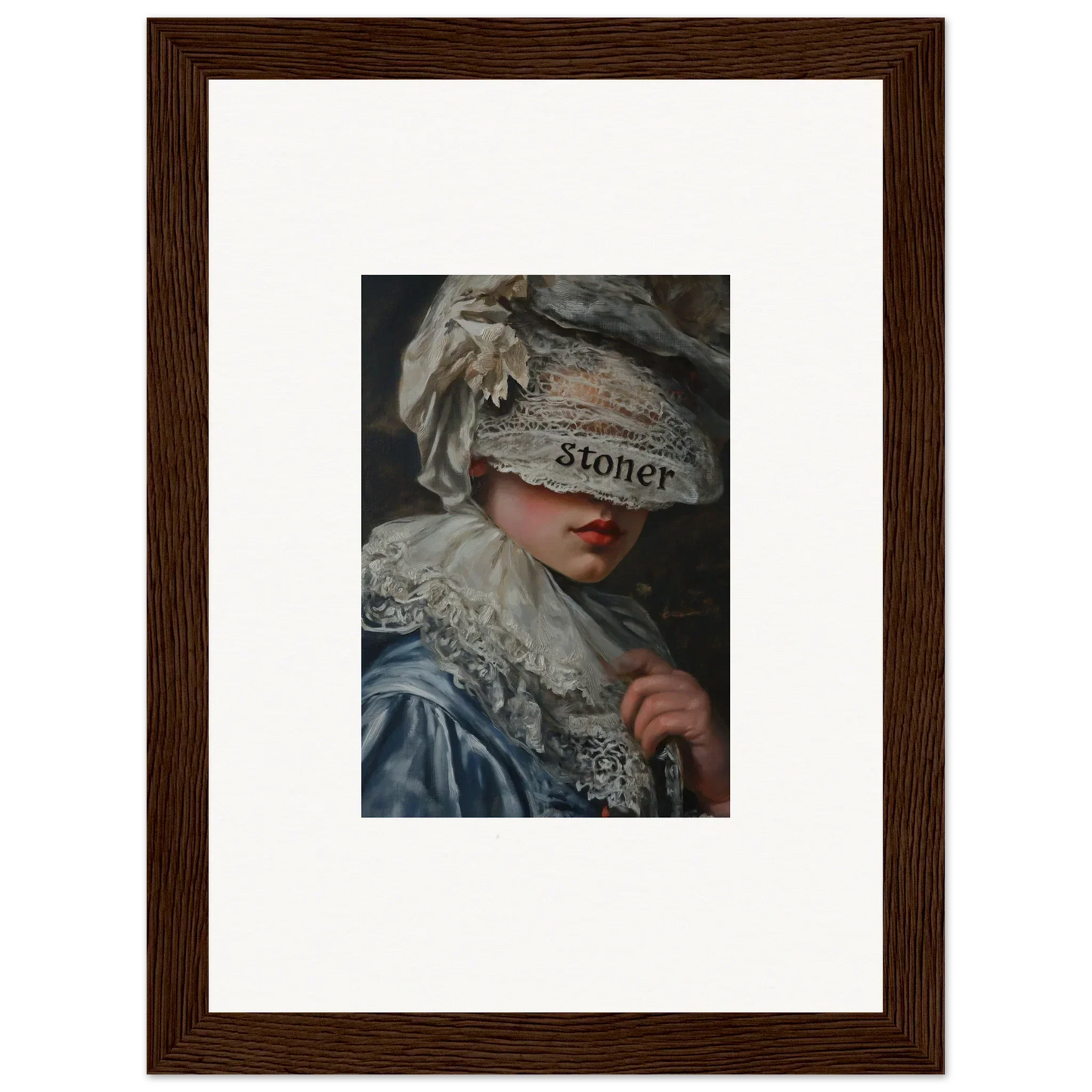 Framed portrait of a person in ornate costume, perfect for unique wall art or room decoration