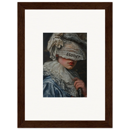 Framed portrait of a person in ornate costume, perfect for unique wall art or room decoration