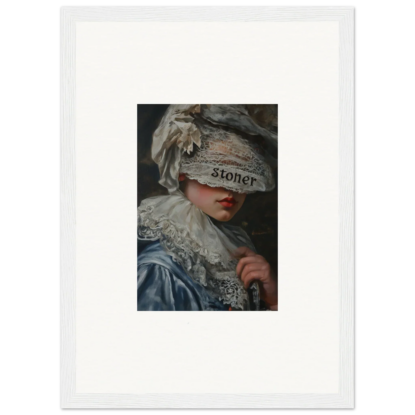 Portrait of a person in a fancy costume with a blindfold, perfect for wall art decor