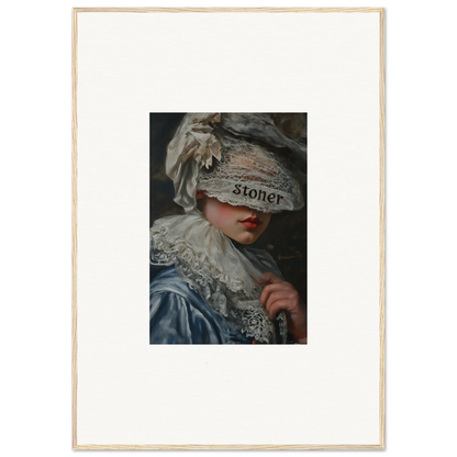 Portrait of a person in an ornate costume with a blindfold, perfect canvas print wall art