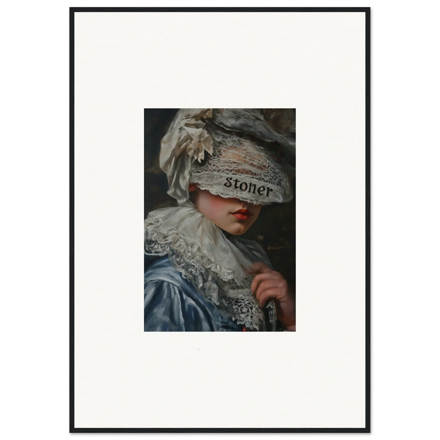 Ornate period costume portrait with Stoner headpiece for unique wall art decor