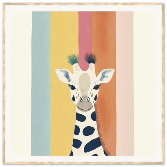 Cute cartoon giraffe with tufts, featured in Special Edition Whimsical Giraffe art