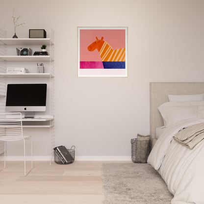 Colorful geometric zebra artwork in orange and pink tones from Whimsical Lotus Dreaming special edition art