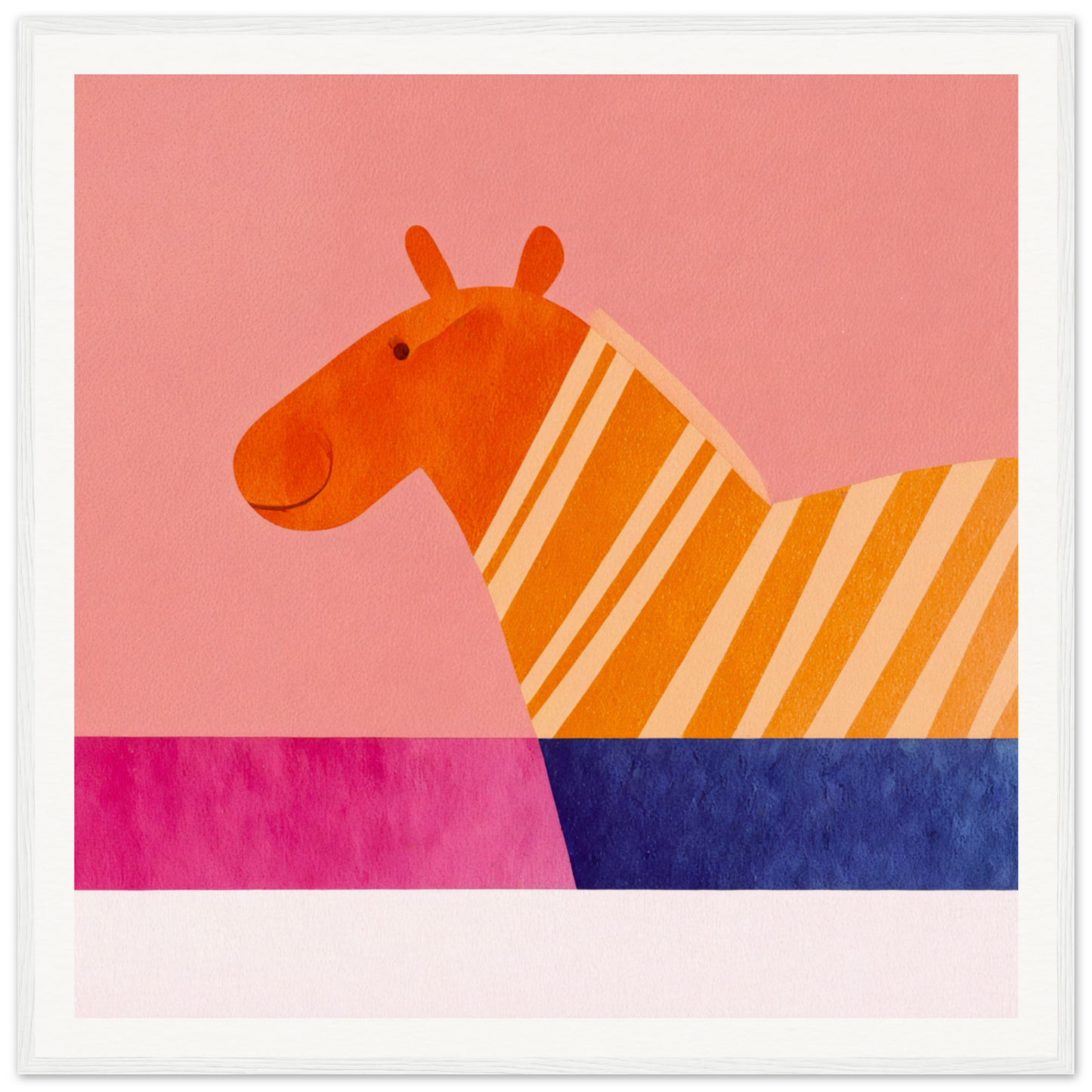 Orange zebra with diagonal stripes featured in Whimsical Lotus Dreaming special edition art