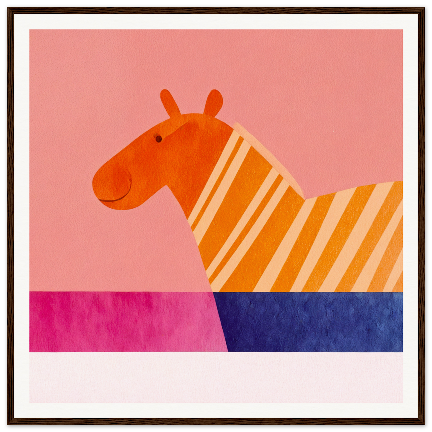 Orange striped horse in minimalist geometric design from Whimsical Lotus Dreaming special edition art