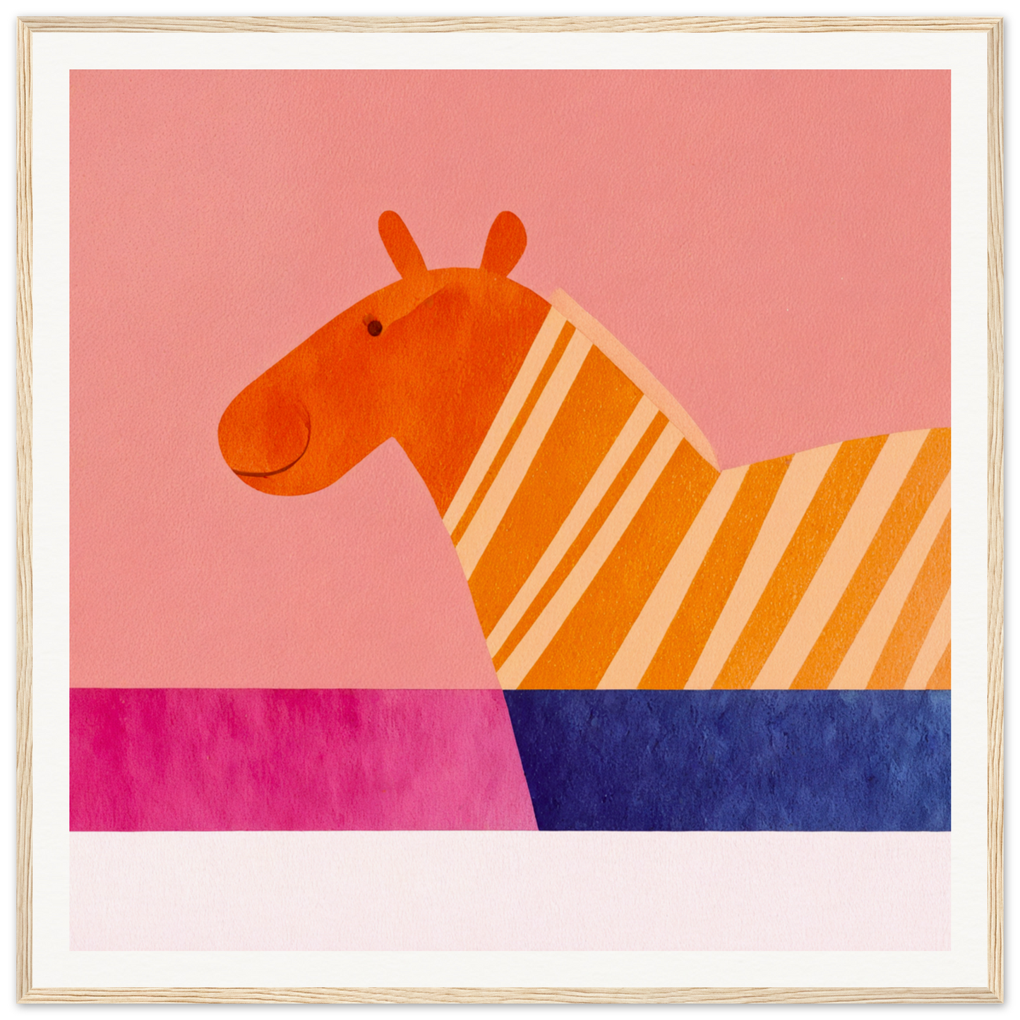 Orange striped zebra with a smiling face in Whimsical Lotus Dreaming special edition art™