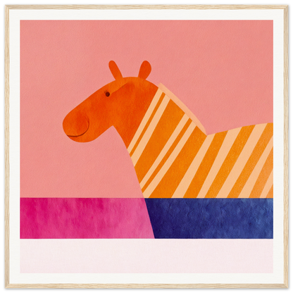 Orange striped zebra with a smiling face in Whimsical Lotus Dreaming special edition art™