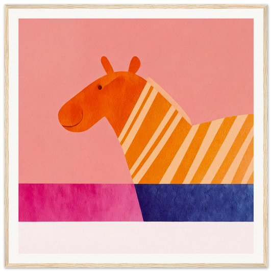 Orange striped zebra with a smiling face in Whimsical Lotus Dreaming special edition art™