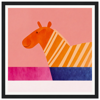 Orange and white striped zebra with a smiling face from Whimsical Lotus Dreaming special edition art™