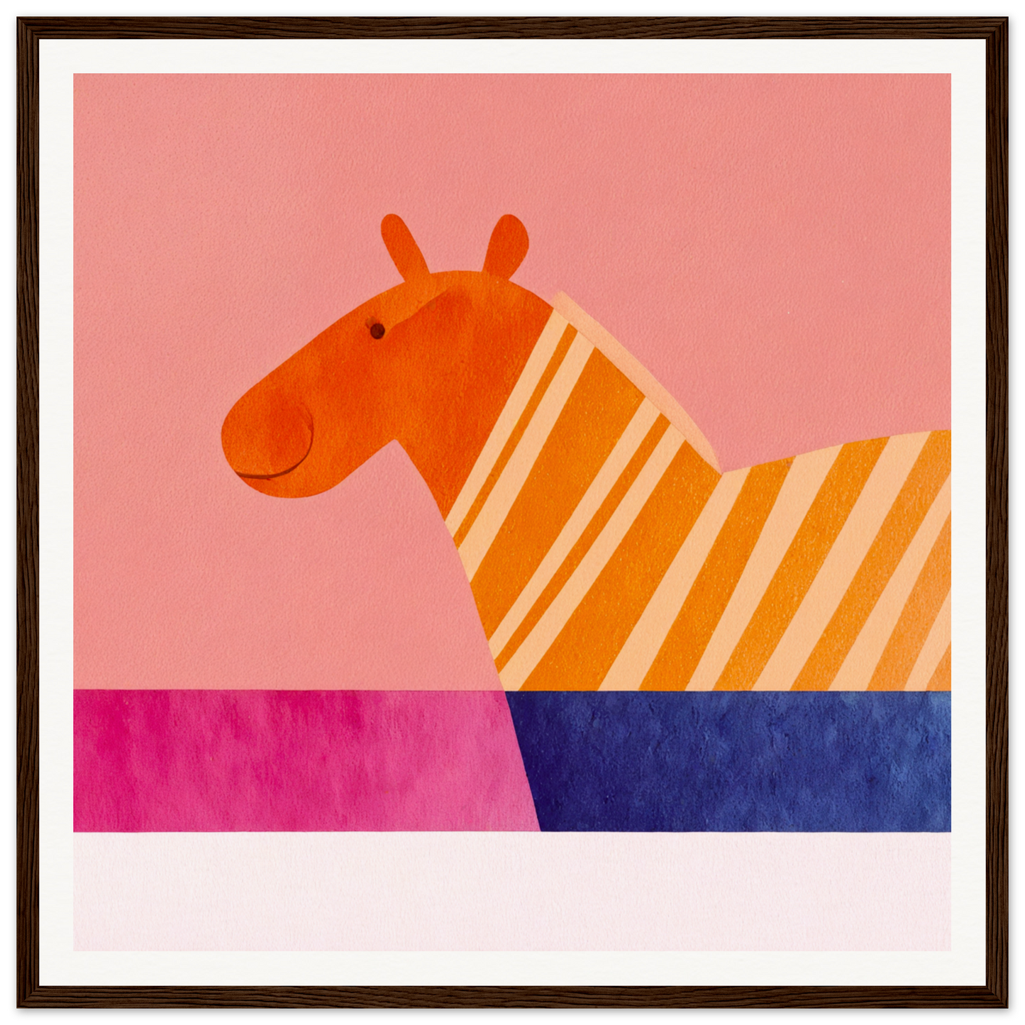 Special edition art featuring an orange zebra with diagonal stripes on a vibrant backdrop