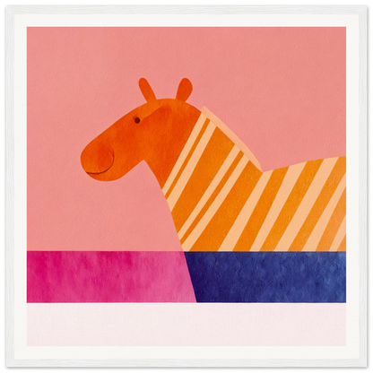 Orange and white striped zebra with long neck in special edition art™ titled Whimsical Lotus Dreaming