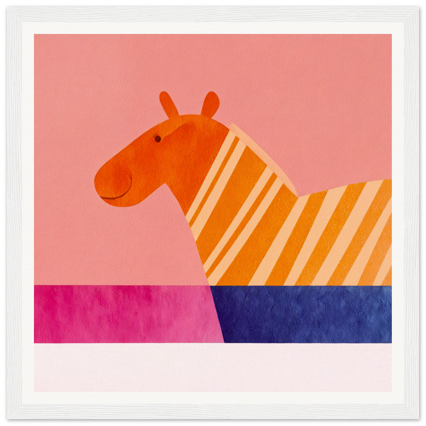 Orange and white striped zebra with a long neck in special edition art™ Whimsical Lotus Dreaming