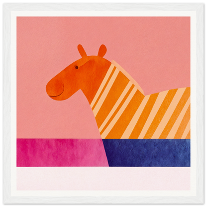 Orange and white striped zebra with a long neck in special edition art™ Whimsical Lotus Dreaming