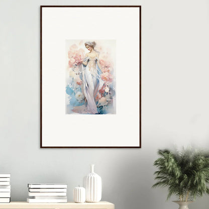 Framed watercolor of an elegant woman for petal play room decoration canvas print