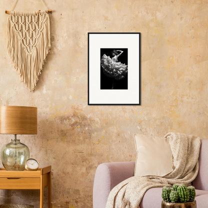 Framed black and white photograph of a cloud or smoke formation.